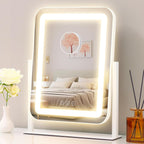 Espejo de tocador con luces, espejo de maquillaje LED de 13.1 x 16.7 pulgadas, espejo de maquillaje iluminado con luces, control táctil inteligente regulable con 3 modos de luz, espejo iluminado para escritorio de maquillaje, dormitorio, vestidor