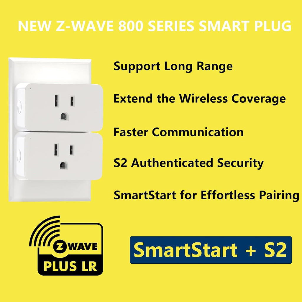 Zwave Outlet Mini, tamaño compacto, serie 800 Z-Wave largo alcance