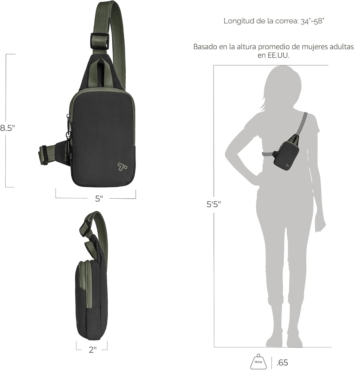 Travelon Eslinga compacta antirrobo Voyages