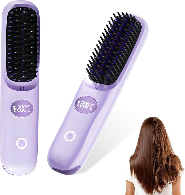 Go Brush Pro - Cepillo alisador de pelo inalámbrico portátil para v...