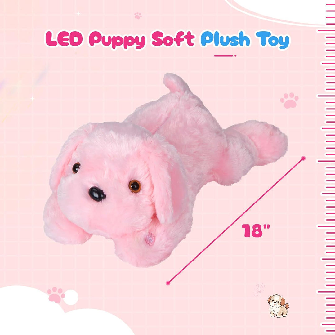 WEWILL Perro Cachorro Rosa Iluminado de 18'' con LED, Peluc...