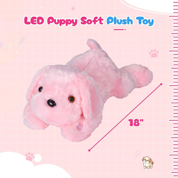 WEWILL Perro Cachorro Rosa Iluminado de 18'' con LED, Peluc...