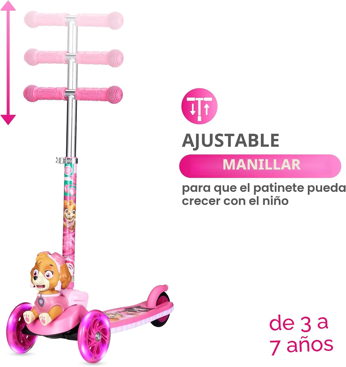 Scooter eléctrico para niños, 3 ruedas, autoequilibrante, ruedas LED iluminadas