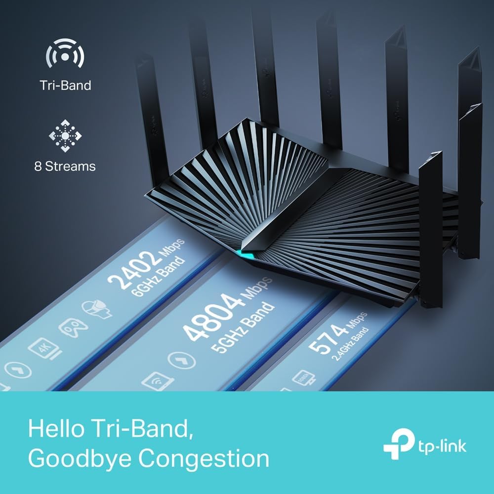 TP-Link - Router Wi-Fi 6E de tres bandas Archer AXE7800 - Negro (re...