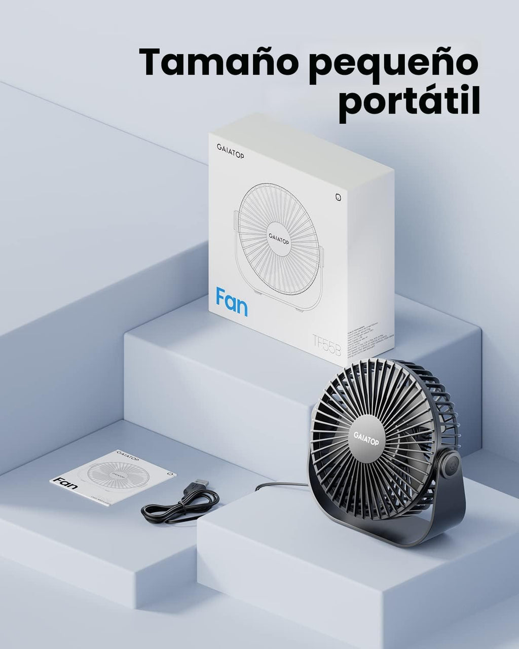 Gaiatop Ventilador de escritorio USB, flujo de aire fuerte de 3 vel...