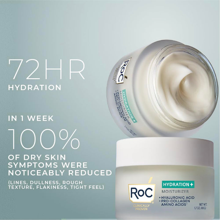 RoC Crema Hidratante+ de Ácido Hialurónico para Cara, Crema Hidrata...