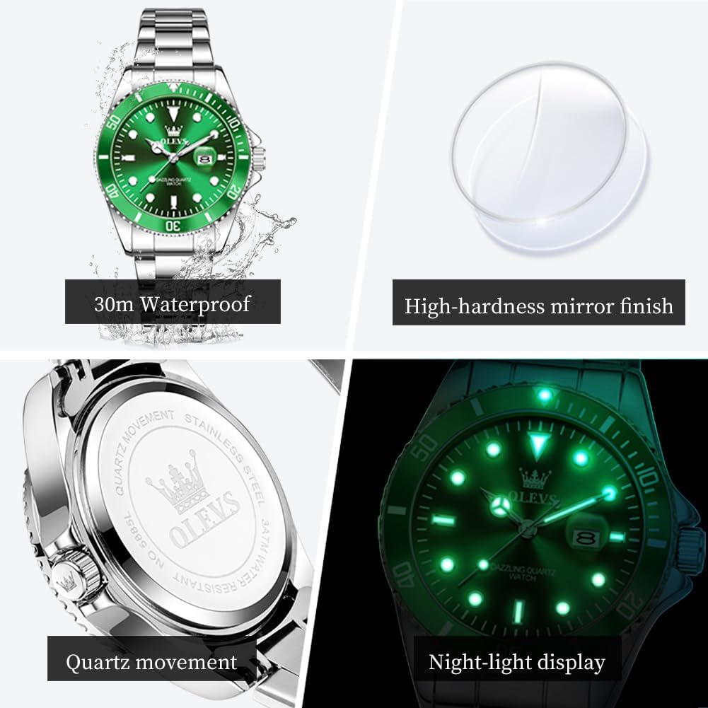 OLEVS Reloj Femenino Clásico de Mujer para Damas Análogo Acero Inoxidable Resistente al Agua Luminosa Día Fecha Dos Tonos de Fácil Lectura en la Muñeca