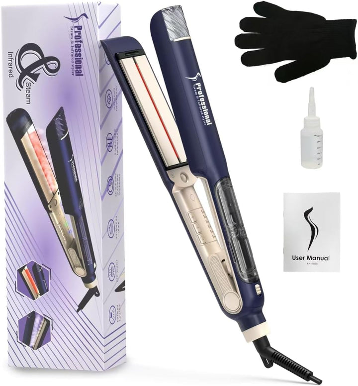 Plancha de pelo profesional a vapor, placa flotante de 1.54 pulgada...