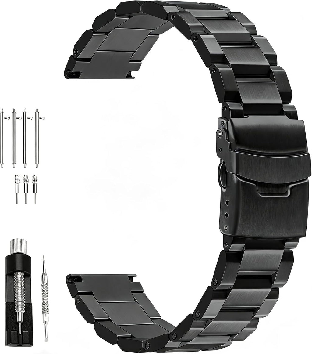 Juntan Correa de reloj clásica de acero inoxidable de 0.709 in, 0.787 in, 0.827 in, 0.866 in, 0.945 in, 1.024 in, plateado, negro, gris, azul, dorado, correa de reloj de metal cepillado para mujeres y