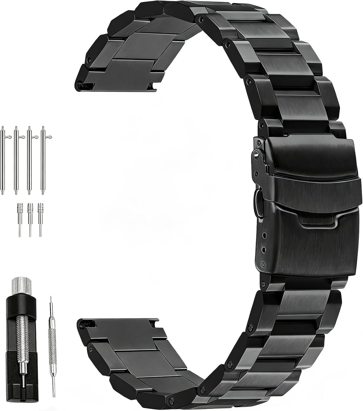 Juntan Correa de reloj clásica de acero inoxidable de 0.709 in, 0.787 in, 0.827 in, 0.866 in, 0.945 in, 1.024 in, plateado, negro, gris, azul, dorado, correa de reloj de metal cepillado para mujeres y