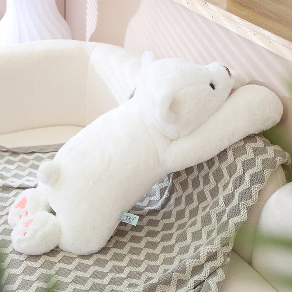 SNOWOLF Almohada de Peluche con Peso, Oso Blanco de 23.6", Súper Lindo Peluche Kawaii de Oso Polar para Abrazar, Juguetes Regalos para Niños, Niñas y Adultos, 60cm
