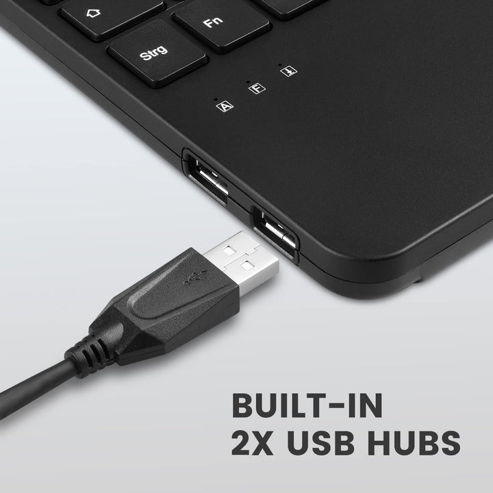 Perixx PERIBOARD-526 US, teclado con cable mini USB con rueda de de...