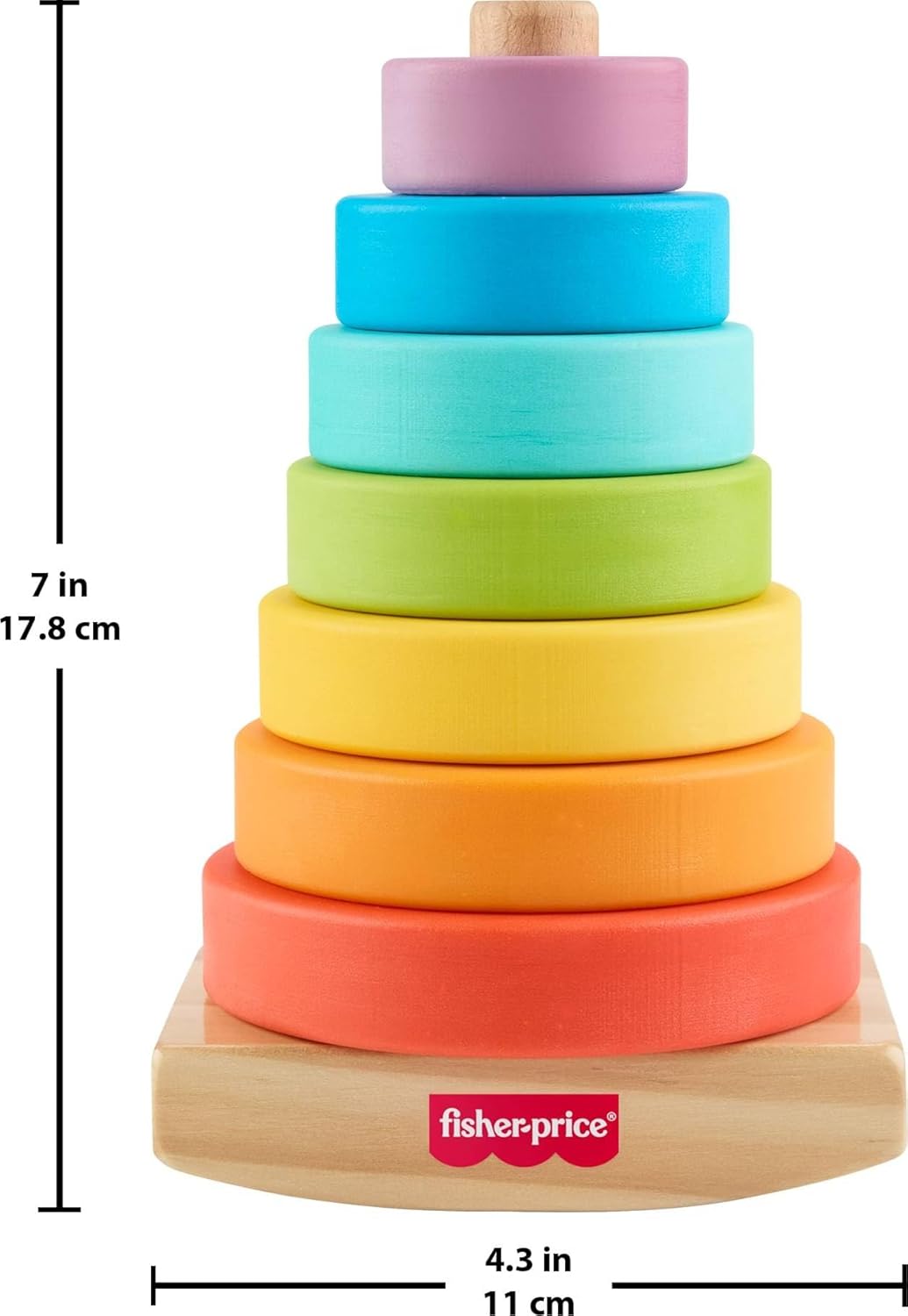 Fisher-Price Wood Toddler Toy Rock-a-Stack 8-Piece Wooden