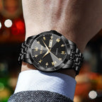 OLEVS Relojes para hombre de lujo de acero inoxidable 30M impermeable