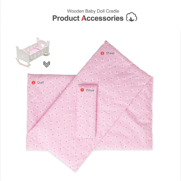 ROBUD Cuna de madera para muñecas, juguetes de cama de muñeca, se a...