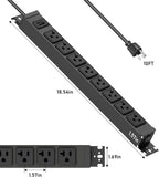 Regleta de alimentación resistente para montaje en pared, protector de sobretensiones de 20 amperios 1200J de metal, 8 salidas debajo del escritorio, 20A, enchufe de mesa eléctrica de garaje