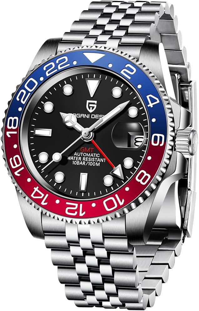 CADISEN Pagani Design 1662 GMT Reloj Automático Mecánico de Hombre de Grado Superior, Acero Inoxidable, Cristal de Zafiro, Reloj Deportivo de Buceo para Hombre, 1.57 pulgadas, Fecha, Resistente al
