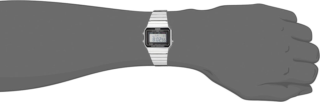 Casio Reloj clásico de cuarzo plateado con pantalla digital A700W-1ACF para hombre
