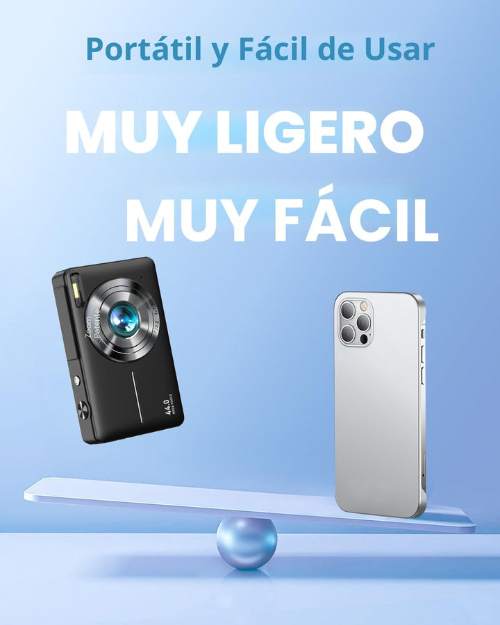 Cámara digital, FHD 1080P - Cámara de apuntar y disparar con zoom d...