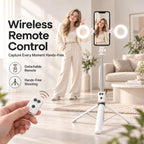 Trípode blanco del teléfono con la luz, 67 en Selfie Stick para el iPhone