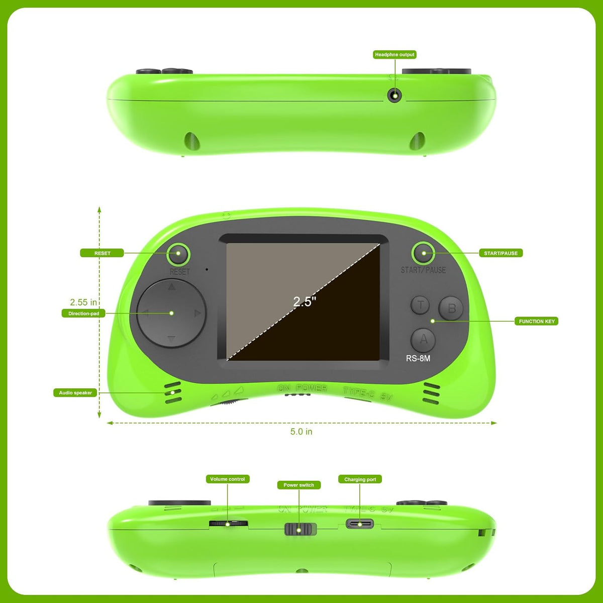Juegos de mano para niños, videojuego retro de 16 bits con 220 jueg...