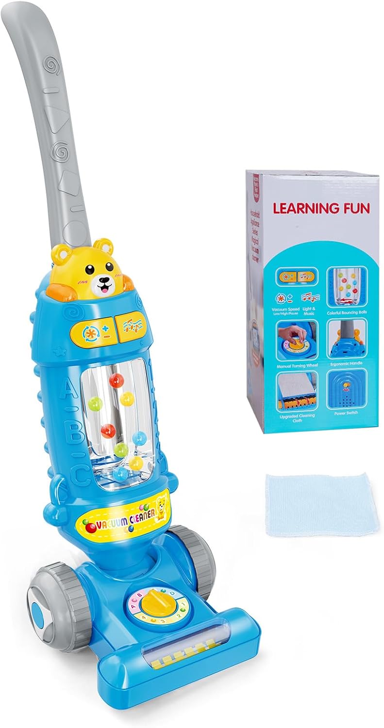Aspiradora para niños con luces y sonidos, aspiradora para niños pequeños con acción de estallido, aspiradora de juego de simulación para niños de 18 meses en adelante, aspiradora de juguete para niños pequeños de 3 a 5 años, regalo