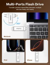 Gulloe Unidad flash de 512 GB diseñada para iPhone, memoria USB par...