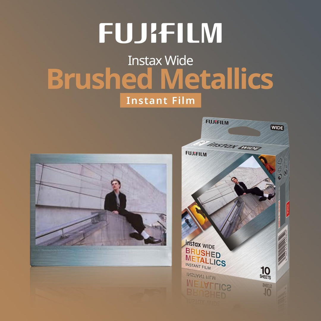 FUJIFILM INSTAX - Paquete de película instantánea de metal cepillad...