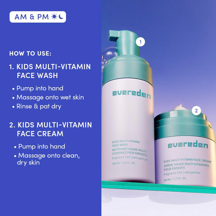 Evereden Fragrance-Free Kids Happy Face Duo - Juego de Limpieza Fac...