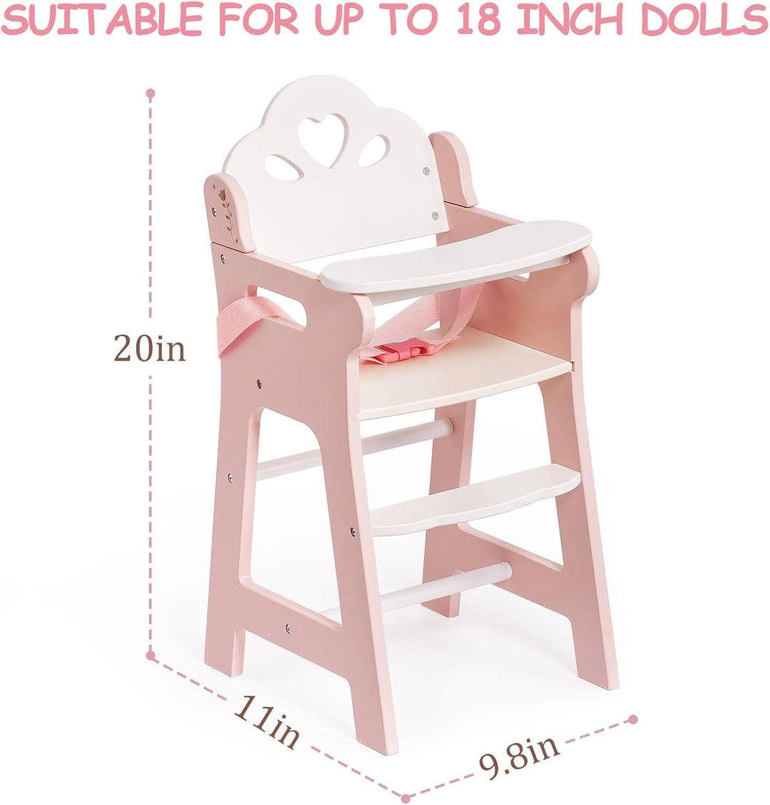 ROBUD Silla alta de muñeca de bebé, silla alta de juego de simulaci...