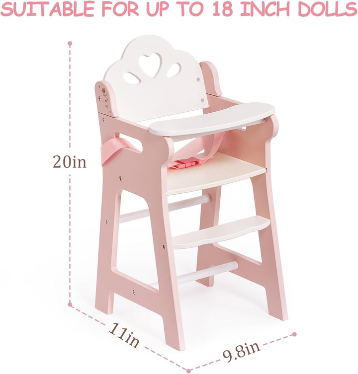 ROBUD Silla alta de muñeca de bebé, silla alta de juego de simulaci...