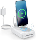 Jteman Soporte para teléfono móvil con altavoz Bluetooth y cargador inalámbrico