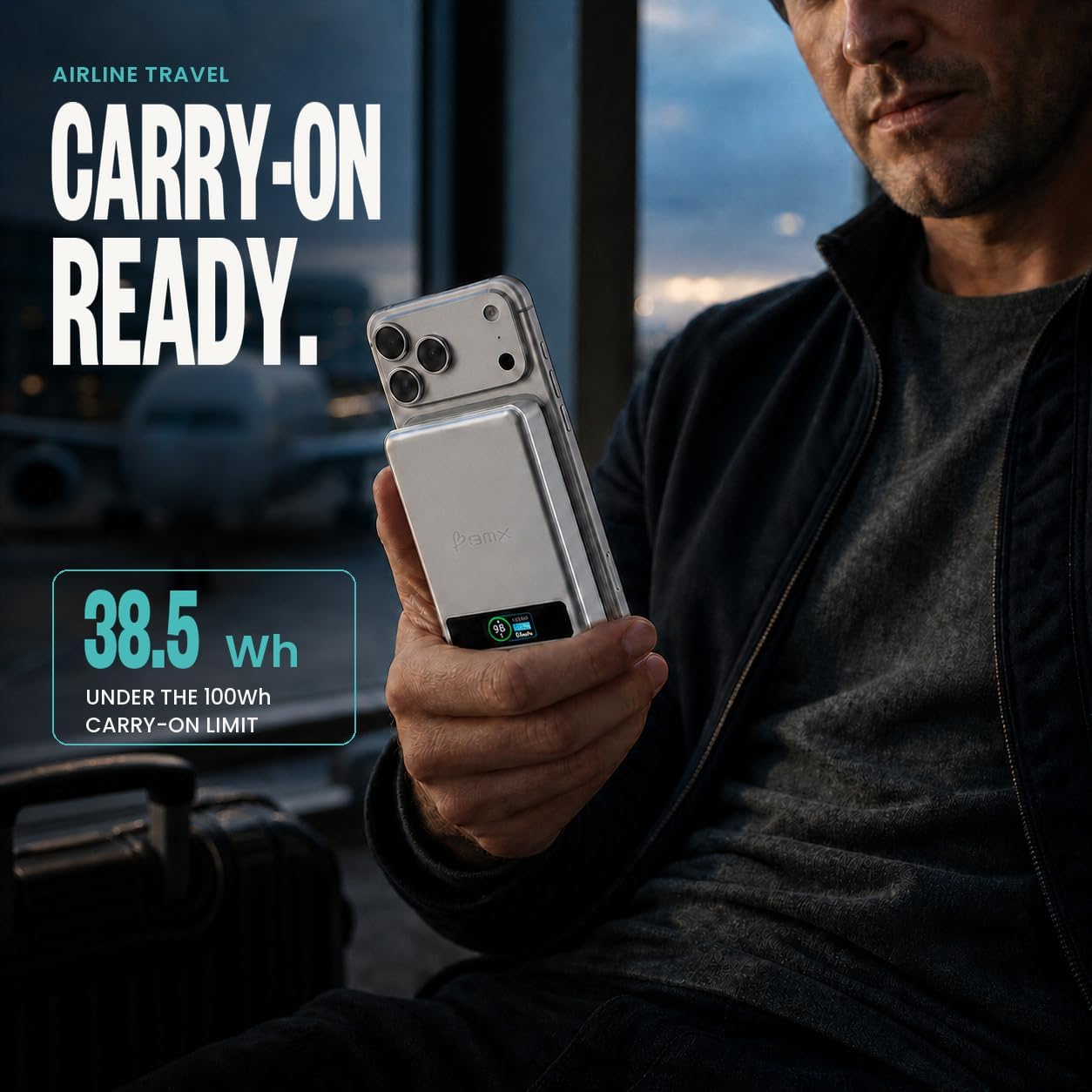 Banco de energía semisólido SolidSafe BMX 10K, 10000 mAh (plateado)...