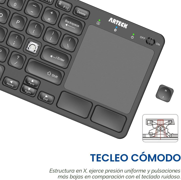 Arteck Teclado retroiluminado universal de 7 colores con Bluetooth,...