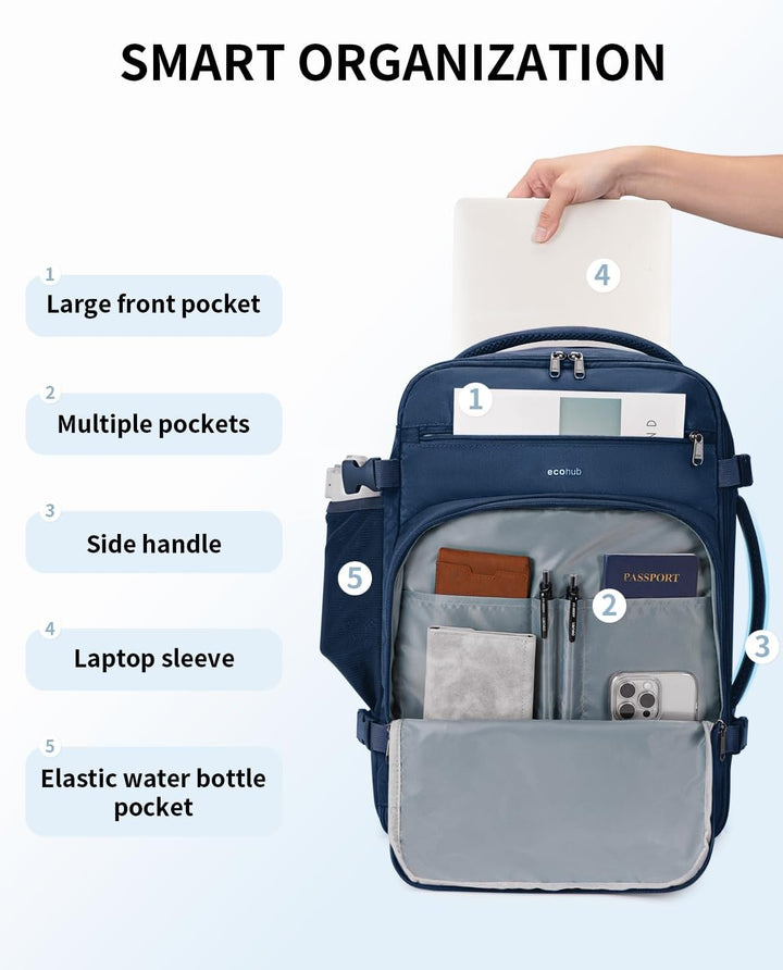 ECOHUB Mochila de viaje Mochila de transporte, Azul-2, Mochilas de...