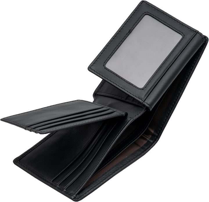 Billetera de cuero plegable para hombre, de gran capacidad, bloqueo...
