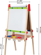 Caballete de madera para niños con rollo de papel y accesorios Hape All-in-One