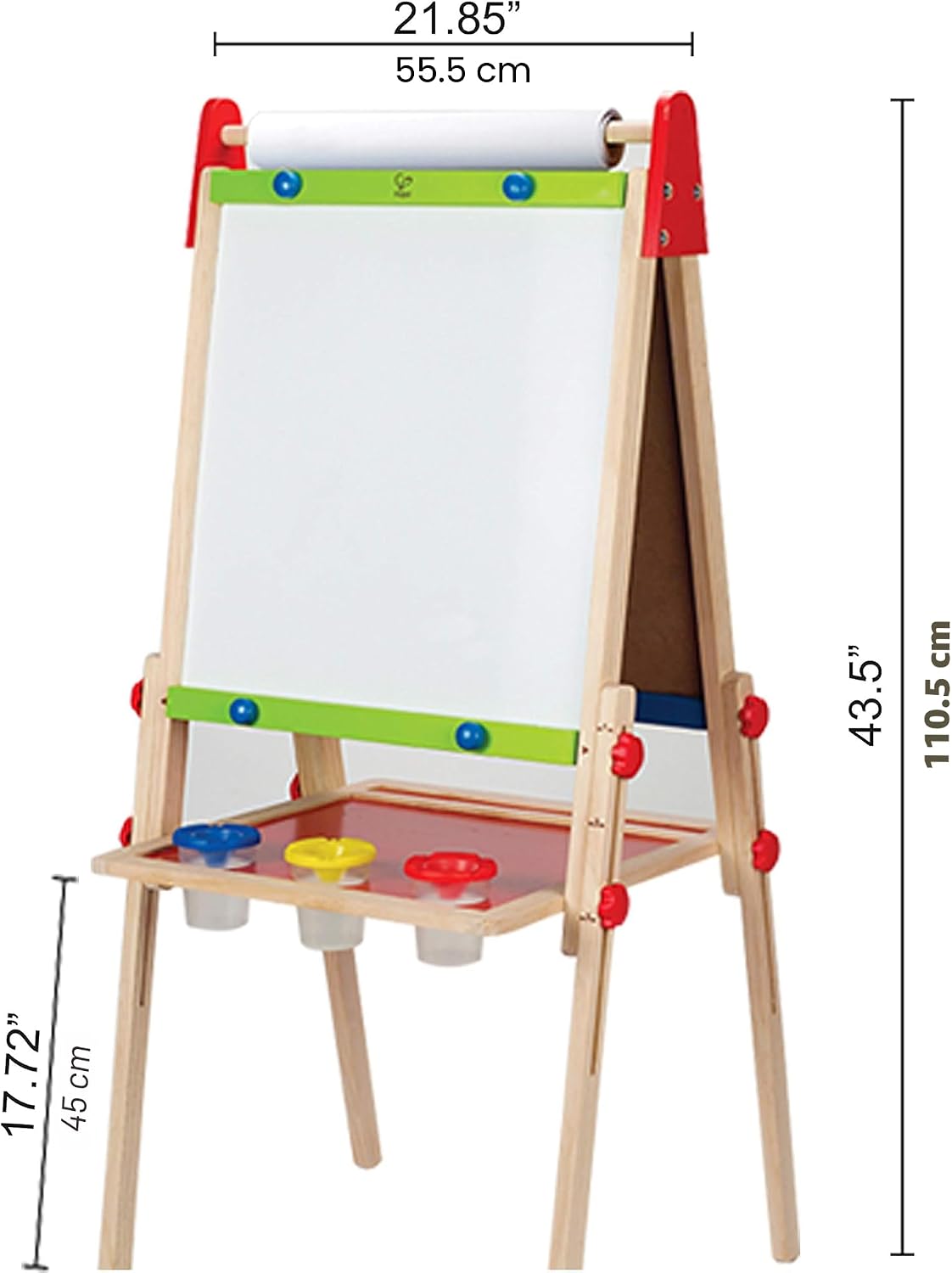 Caballete de madera para niños con rollo de papel y accesorios Hape All-in-One