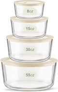 Juego de recipientes de vidrio para alimentos Urban Green con tapa de vidrio, paquete de 4, contenedores para preparar comida con tapa hermética de marco de silicona, a prueba de fugas, 100% libre de