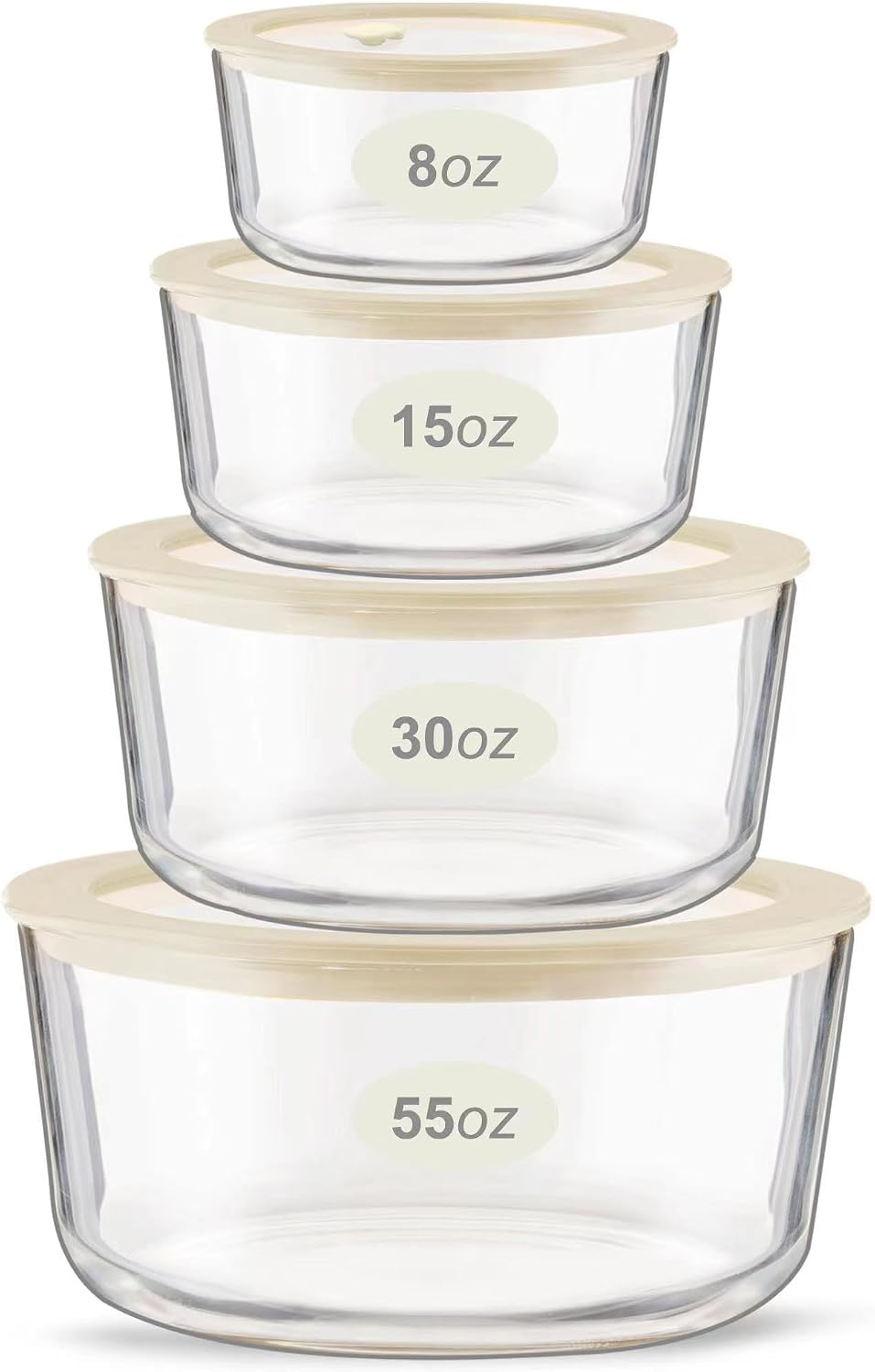 Juego de recipientes de vidrio para alimentos Urban Green con tapa de vidrio, paquete de 4, contenedores para preparar comida con tapa hermética de marco de silicona, a prueba de fugas, 100% libre de