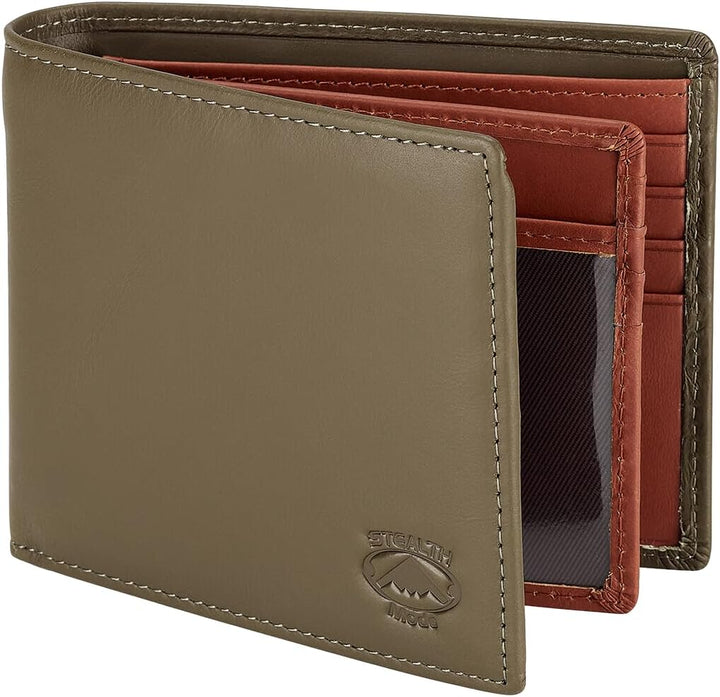 Cartera plegable de piel Stealth Mode para hombre con ventana de id...