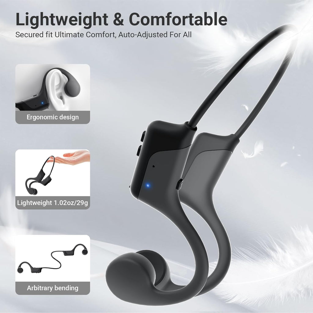 Auriculares de conducción ósea, oreja abierta, Bluetooth 5.4, IPX5 impermeable, batería de 10 horas, auriculares deportivos inalámbricos ligeros, auriculares a prueba de sudor para correr