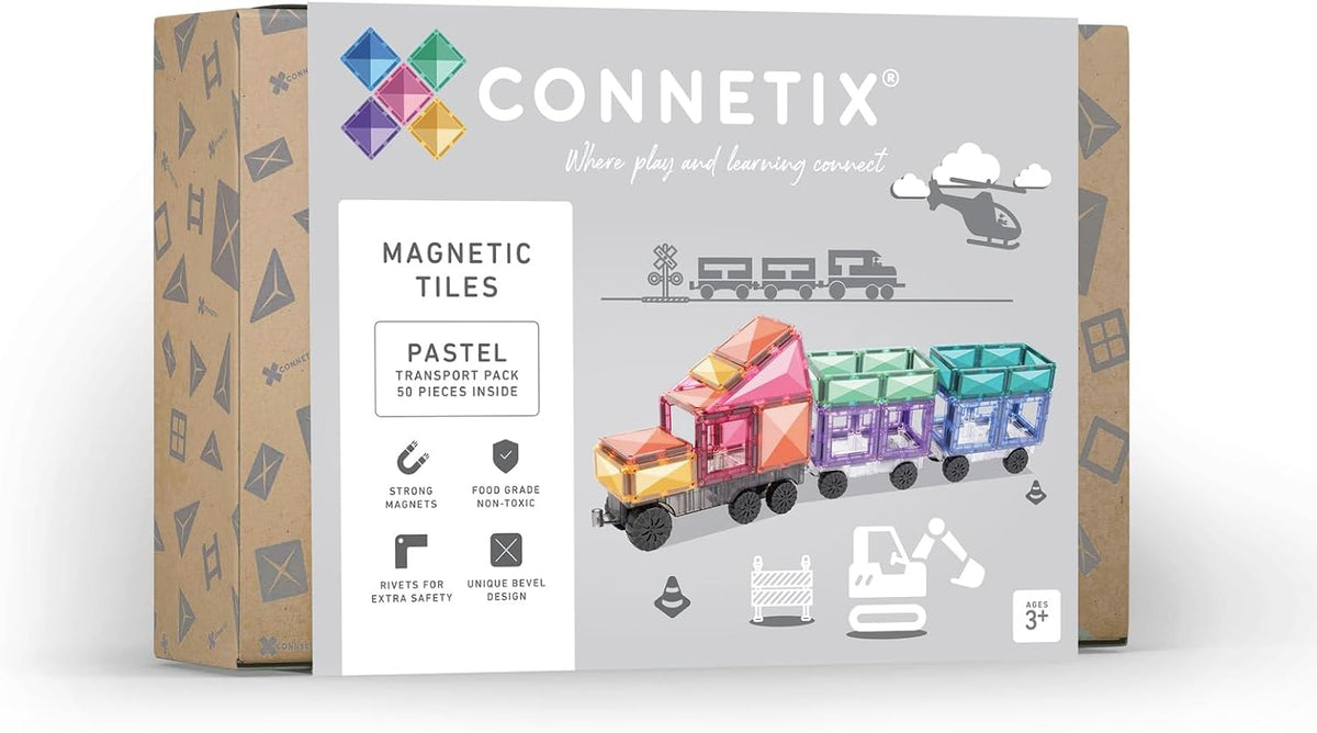 Connetix Azulejos Magnéticos Paquete de Transporte Pastel, 50 Piezas