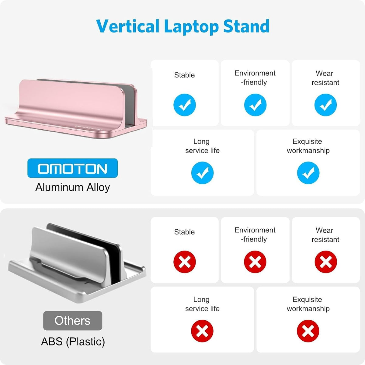 OMOTON Soporte vertical para laptop, soporte de aluminio de escrito...