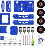 Chasis de robot inteligente 5.118 in Ruedas 4WD chasis coche 4 ruedas motrices robot móvil, marco metálico motor con encoder para Raspberry Pi 5 4B Jetson Nano DIY Competencia Electrónica