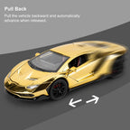 TGRCM-CZ 1/24 Lamborghini 770 Model Car, coche de juguete con sonido y luz con función de retroceso, modelo de aleación coleccionable, regalo para niños dorado