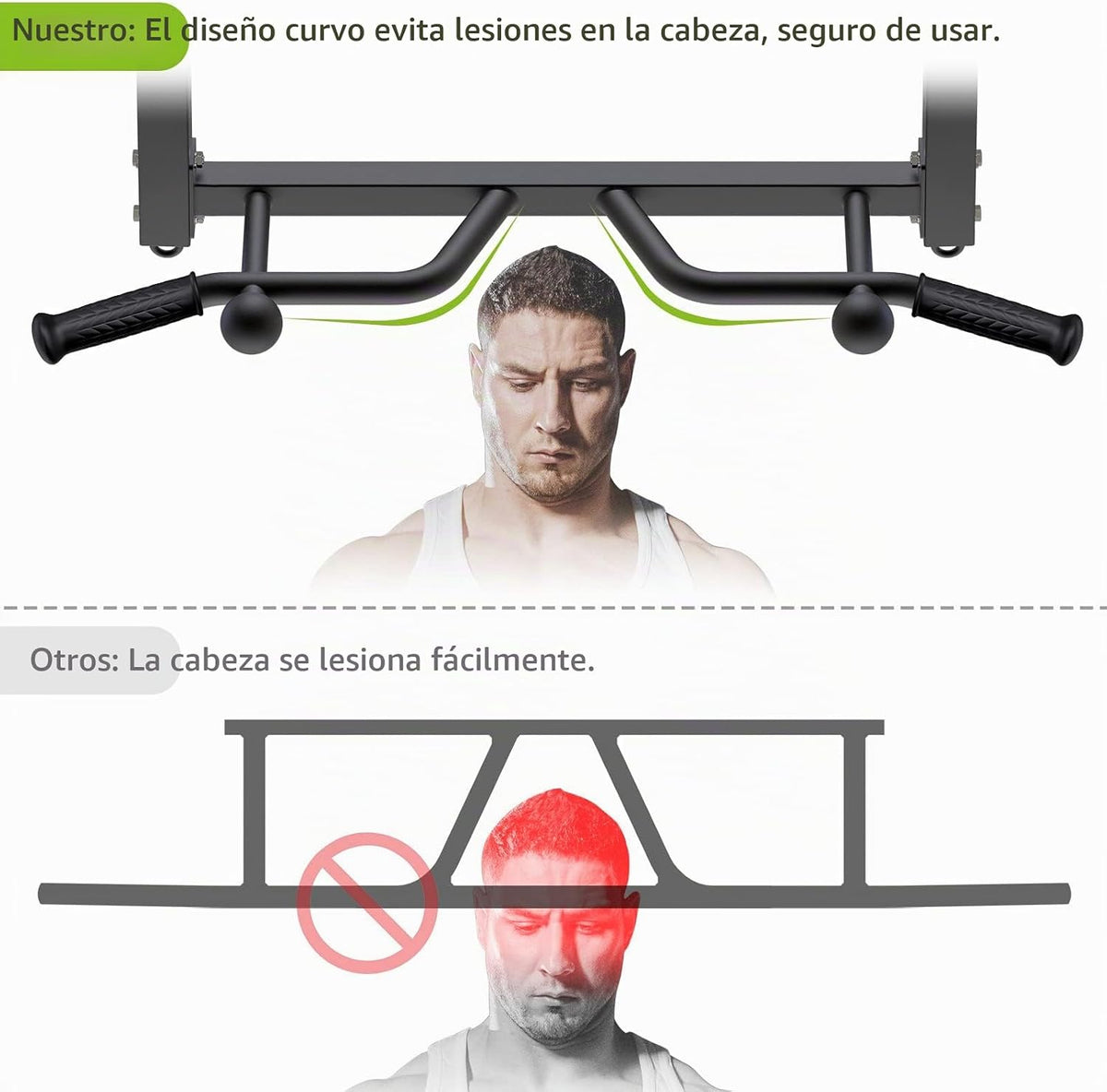 Kipika 32" Barra de tracción de techo montada - Muy duradera, Altamente ajustable, Barra de dominadas multifuncional - Sistema de gimnasio en casa con colgador para bolsa de golpe y entrenamiento con bandas de resistencia