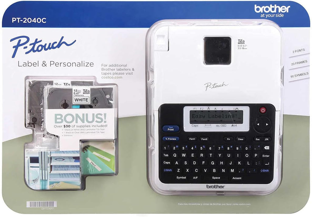Brother P-Time - Etiquetadora monocromática PT-2040C con dos cintas adicionales (TZe-131, TZe-231)