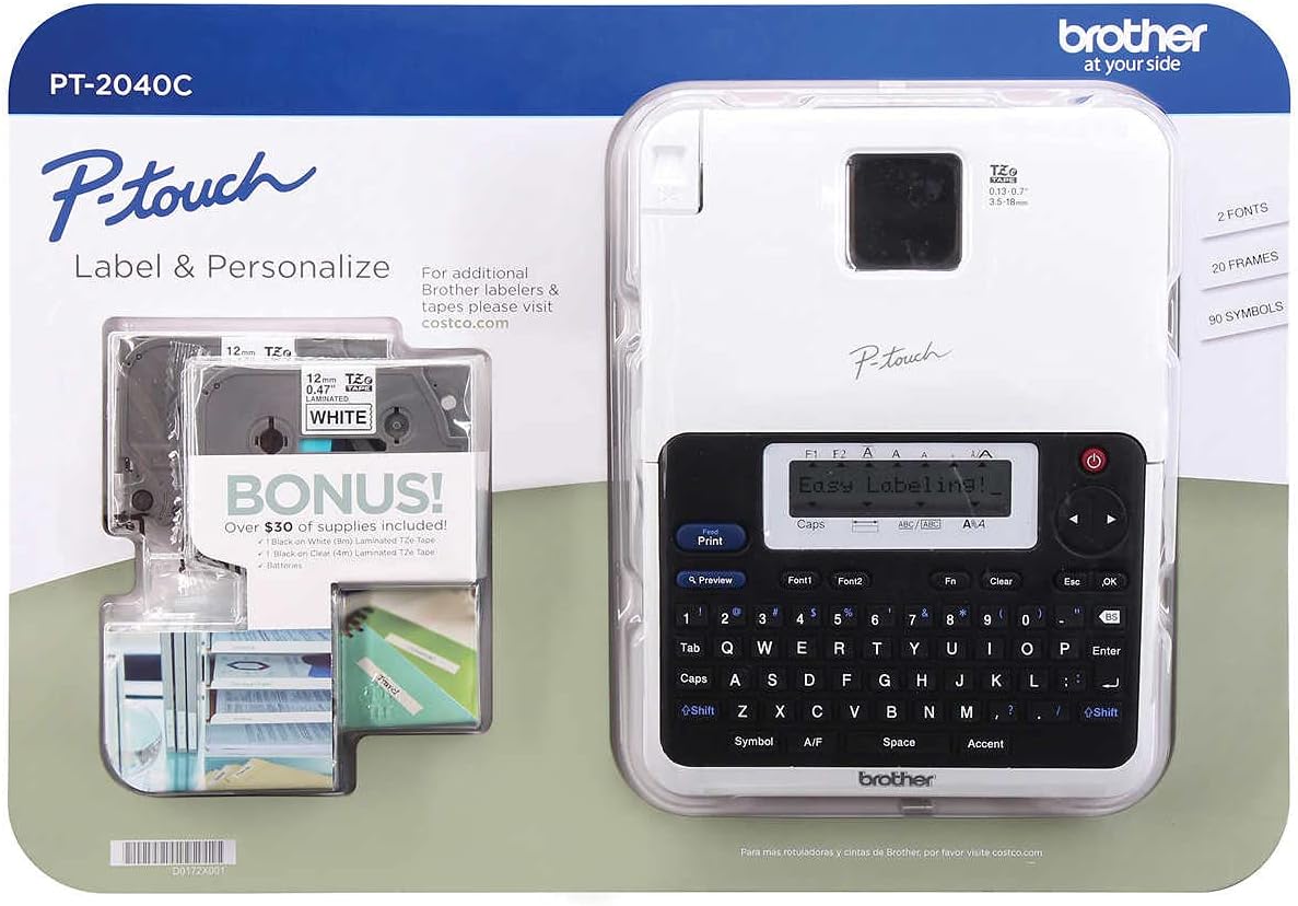 Brother P-Time - Etiquetadora monocromática PT-2040C con dos cintas adicionales (TZe-131, TZe-231)