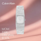 Calvin Klein Reloj Mujer Cuadrado Cuadrado Sutil - Caja Mini Cuadrada, Correa Malla, Esfera Texturizada, Resistente al Agua hasta 30m - Inspirado en Joyería, Reloj Contemporáneo - Regalo para Ella 20mm